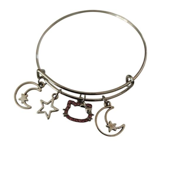 Silver Adjustable Hello Kitty Crystal Charm Bracelet - Picture 1 of 4